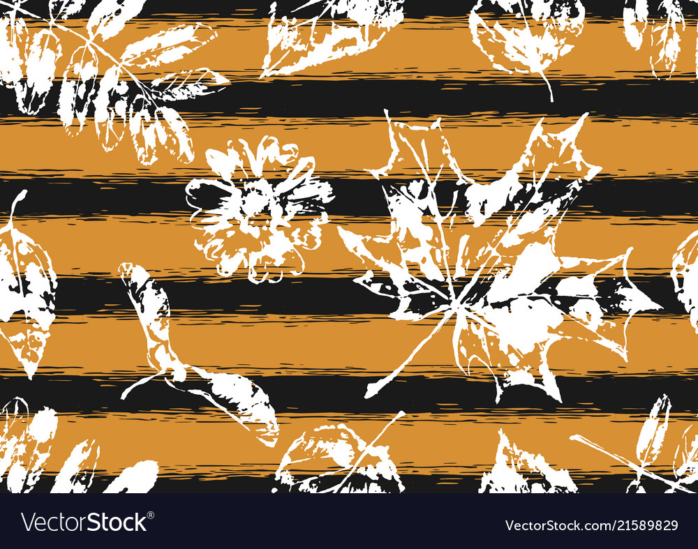 Seamless pattern with printed leaves vector image Seamless pattern with printed leaves