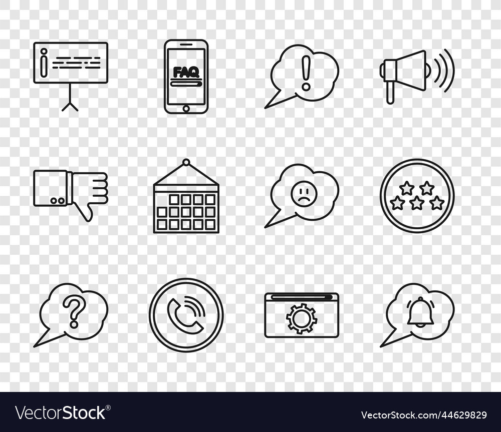Set line speech bubble question chat notification vector image Set line speech bubble question chat notification