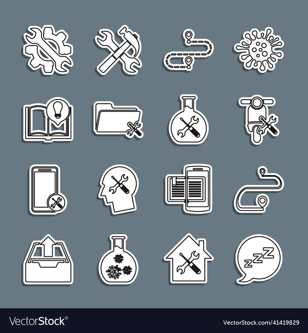 Set line speech bubble with snoring route vector image Set line speech bubble with snoring route