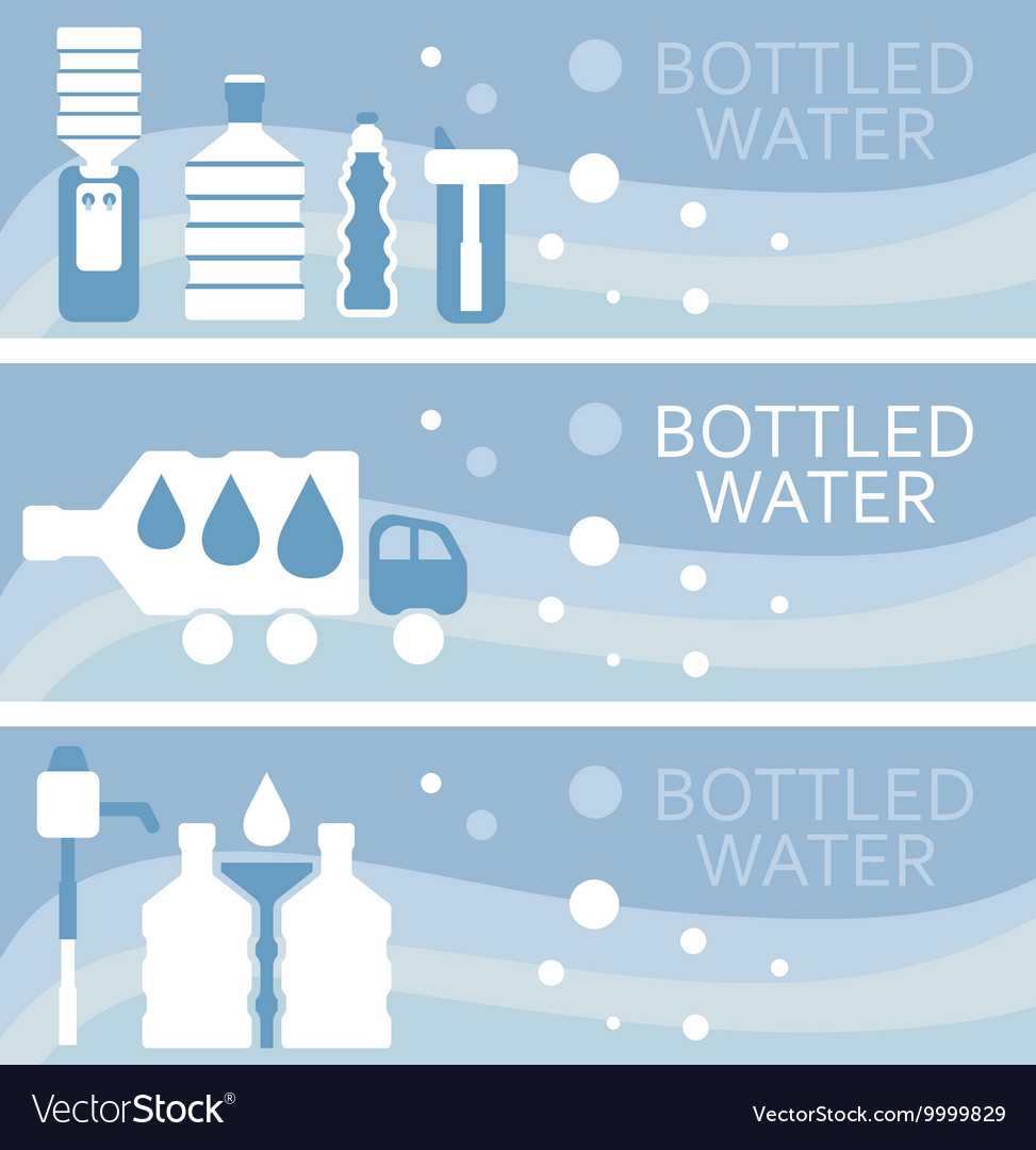 Set of banners for theme bottled water flat design