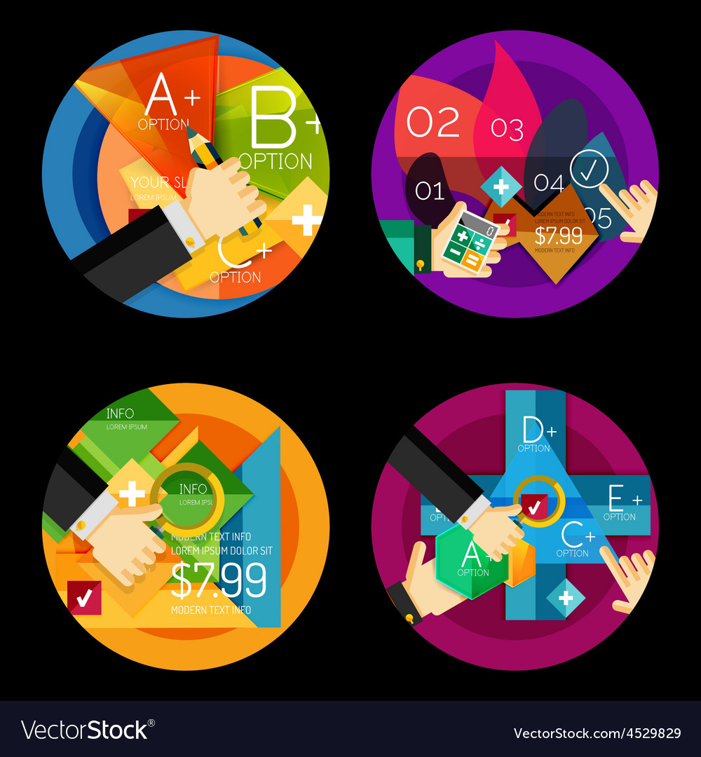 Set of option presentation labels flat design web
