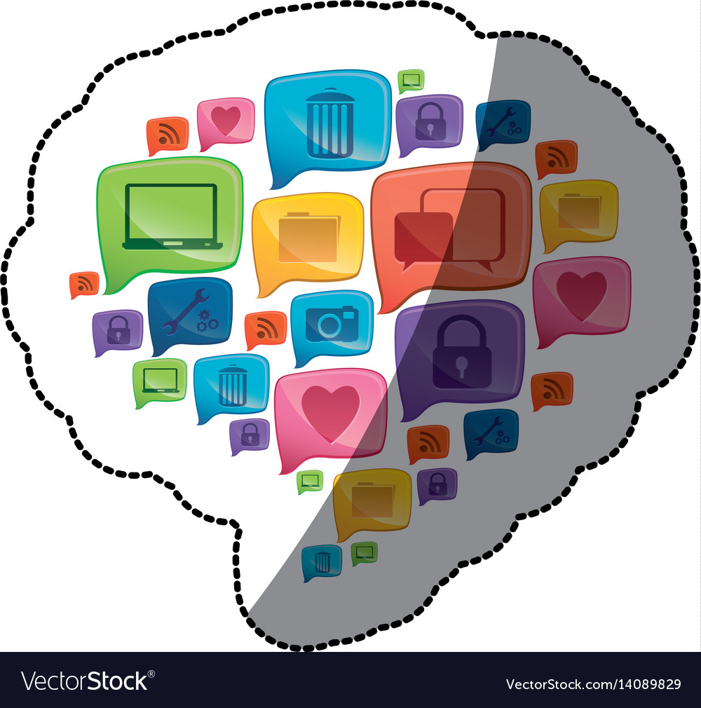 Sticker colorful pattern dialog shape formed