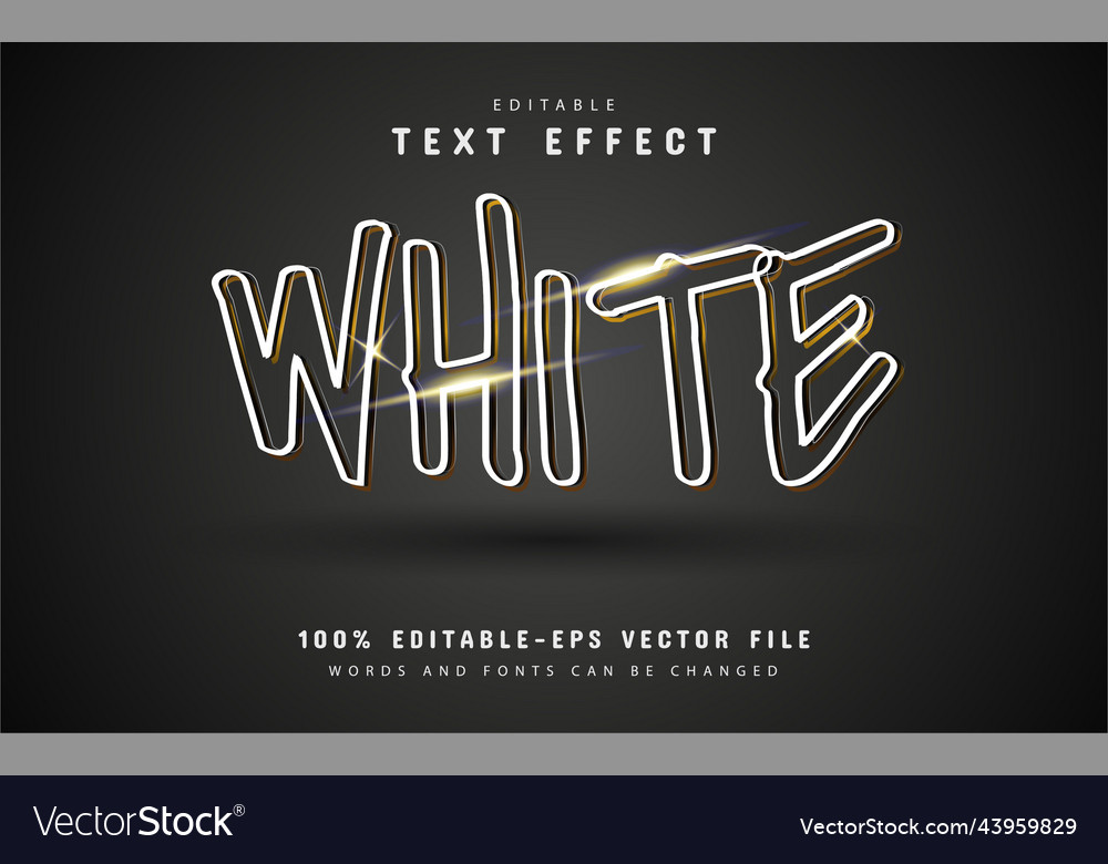 White editable text effect vector image White editable text effect