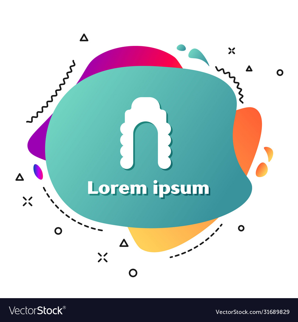 White judge wig icon isolated on background