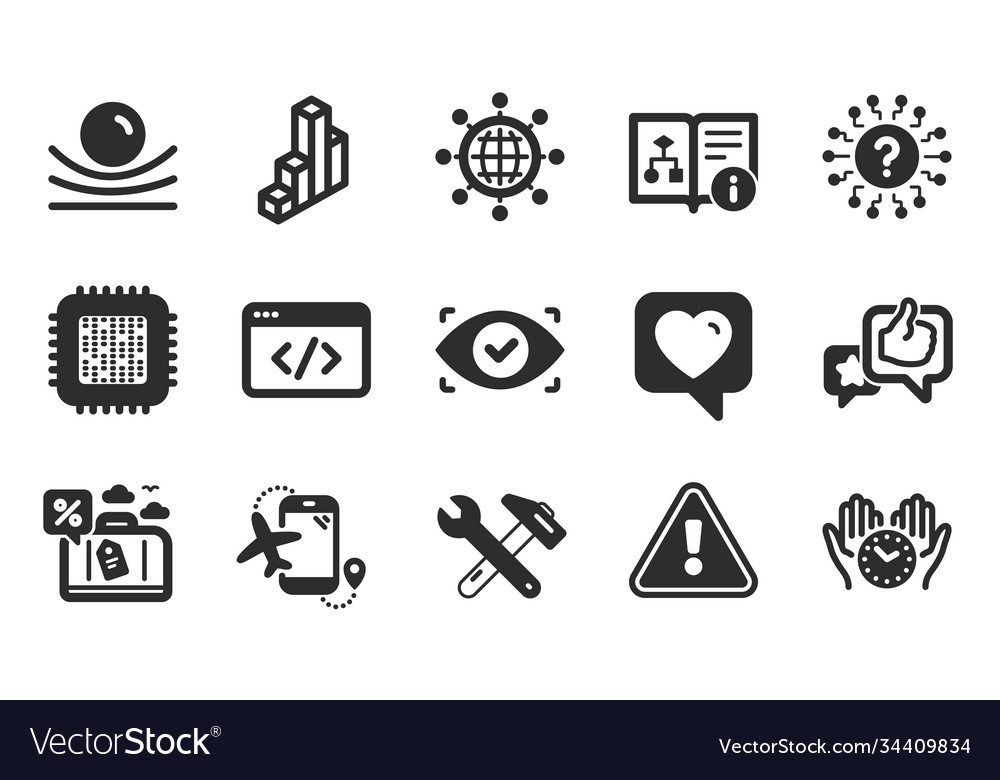 3d chart safe time and technical algorithm icons vector image 3d chart safe time and technical algorithm icons