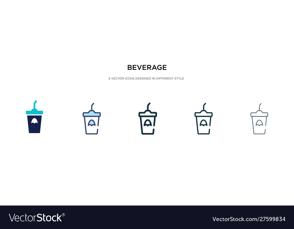 Beverage icon in different style two colored