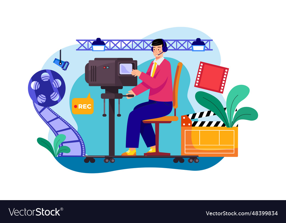 Camera operator concept on white background