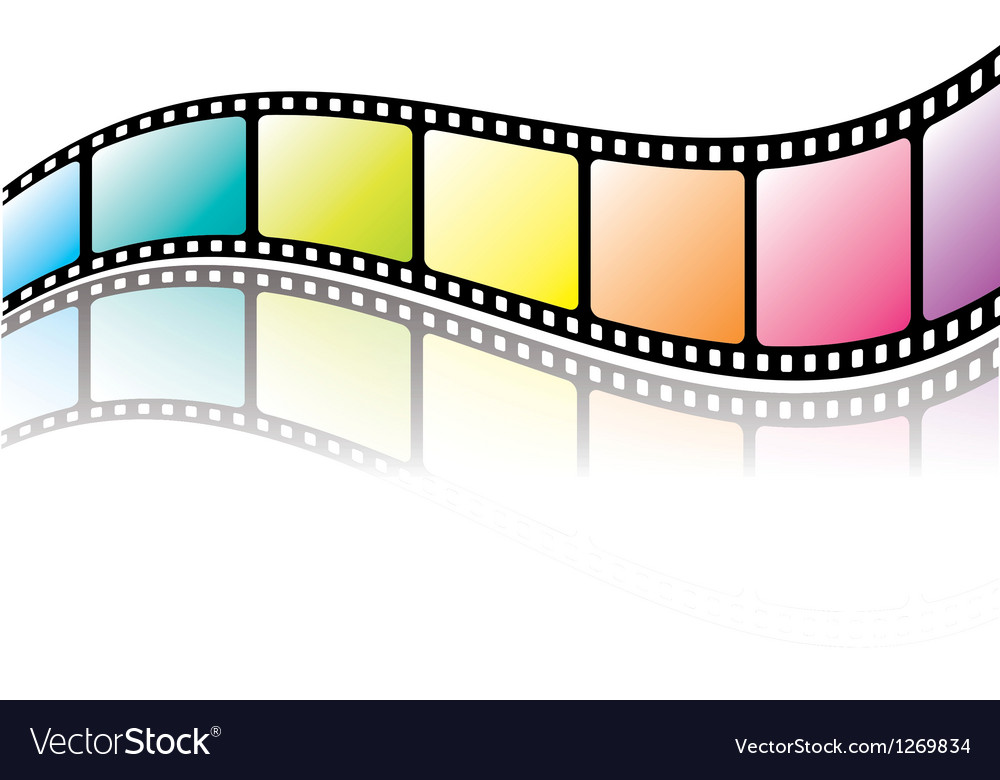 Colorful film roll with reflection Royalty Free Vector Image