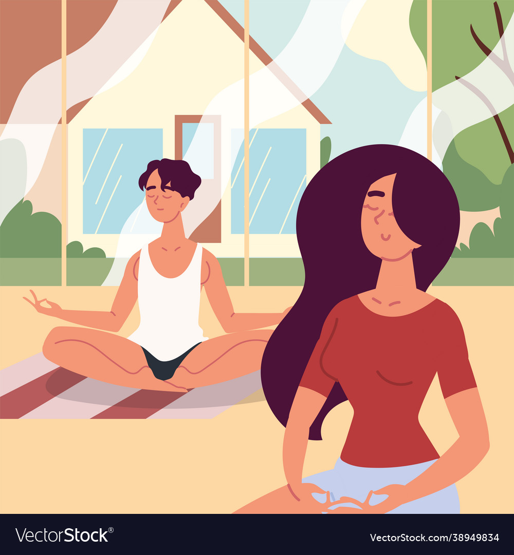 Couple in meditation outside