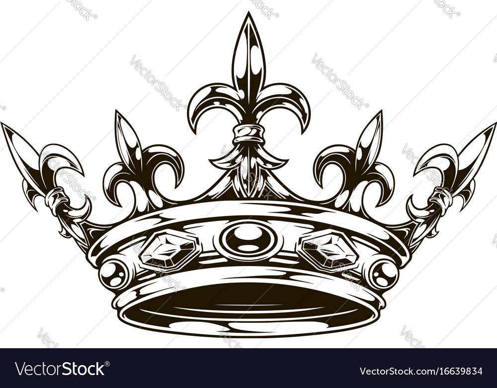 Graphic black and white king crown Royalty Free Vector Image