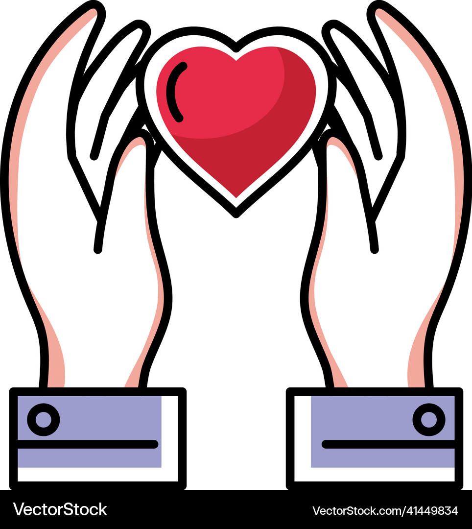 Hands lifting heart Royalty Free Vector Image - VectorStock