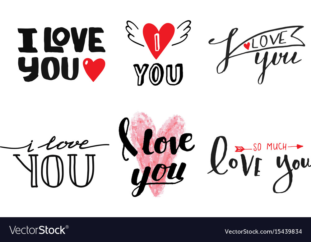 I love you text overlays hand drawn