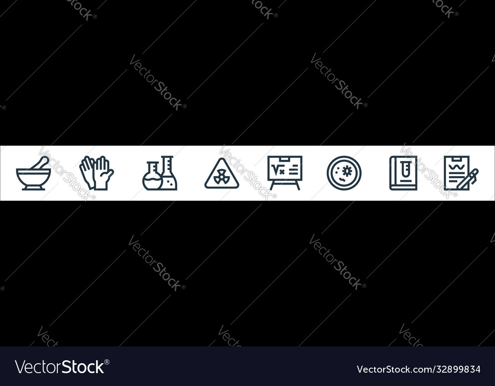 Laboratory line icons linear set quality vector image Laboratory line icons linear set quality