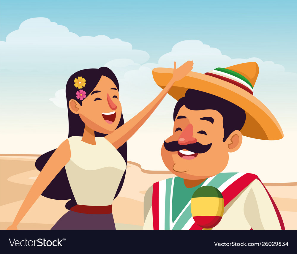 Mexican traditional culture icon cartoon