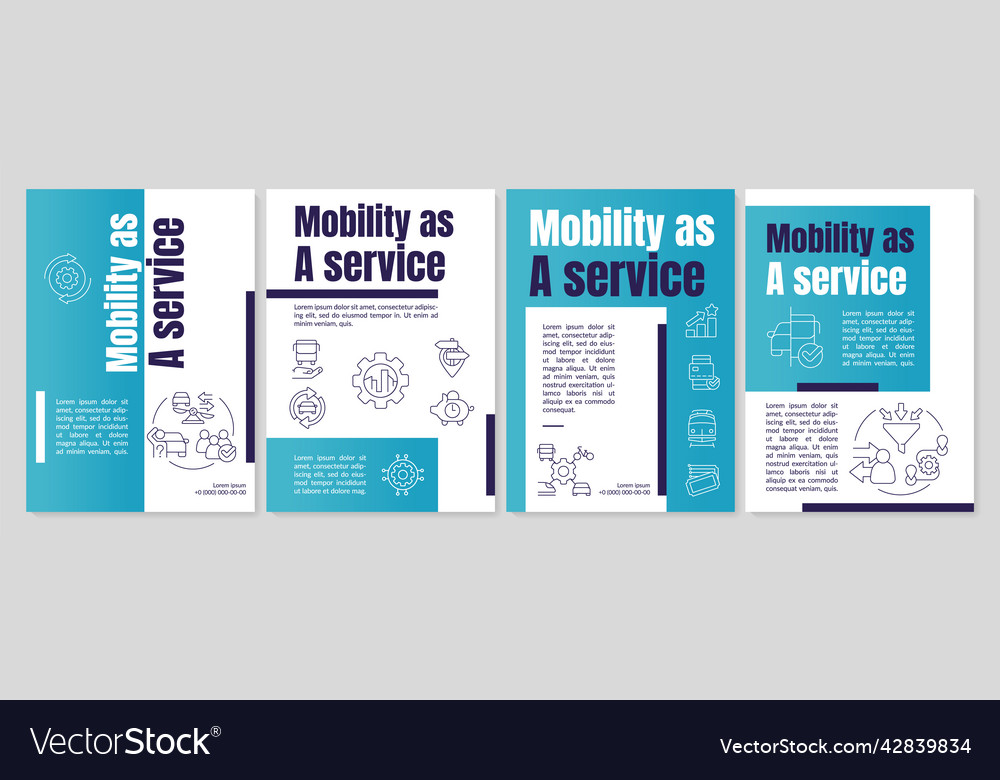 Mobilität als Service für Passagiere blau Broschüre vector image Mobilität als Service für Passagiere blau Broschüre