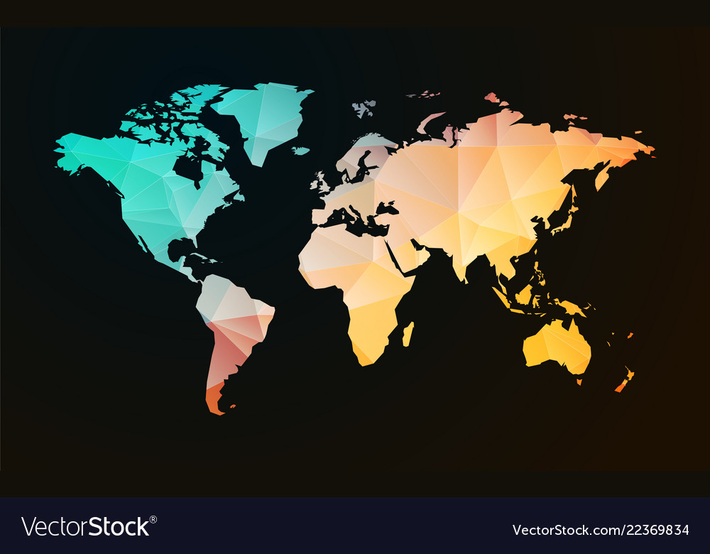 Modern world map pastel geometric shape