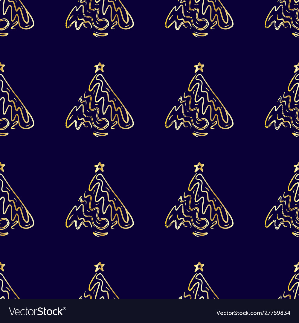 Pine tree pattern gold-12 vector image Pine tree pattern gold-12