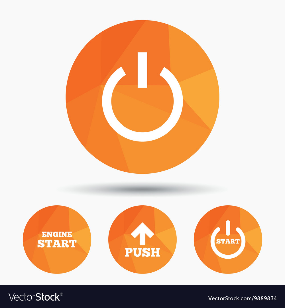 Power icons start engine symbol push arrow