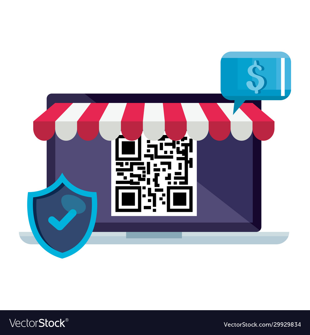 Qr code inside laptop and shield design