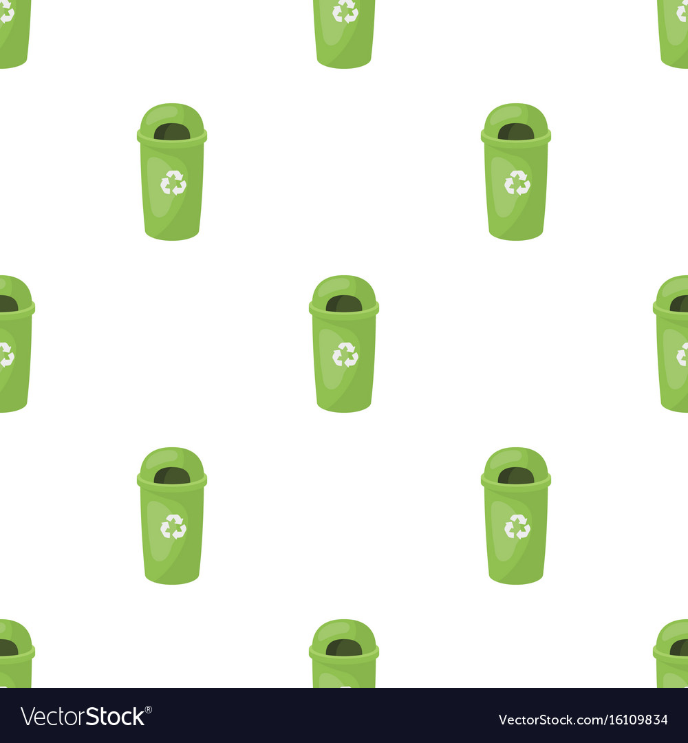 Recycle garbage can icon in cartoon style isolated