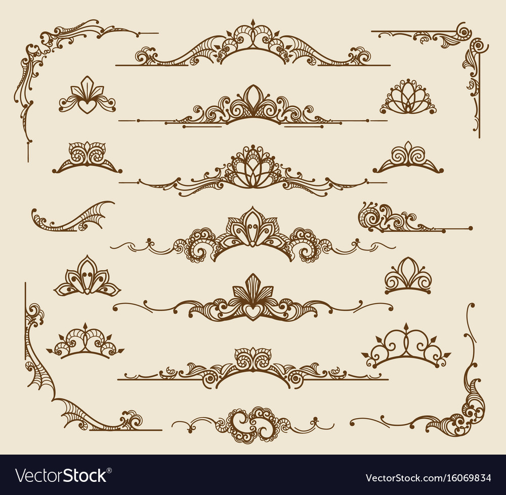 Royal Victorian Filigree Design Elements Vector Image