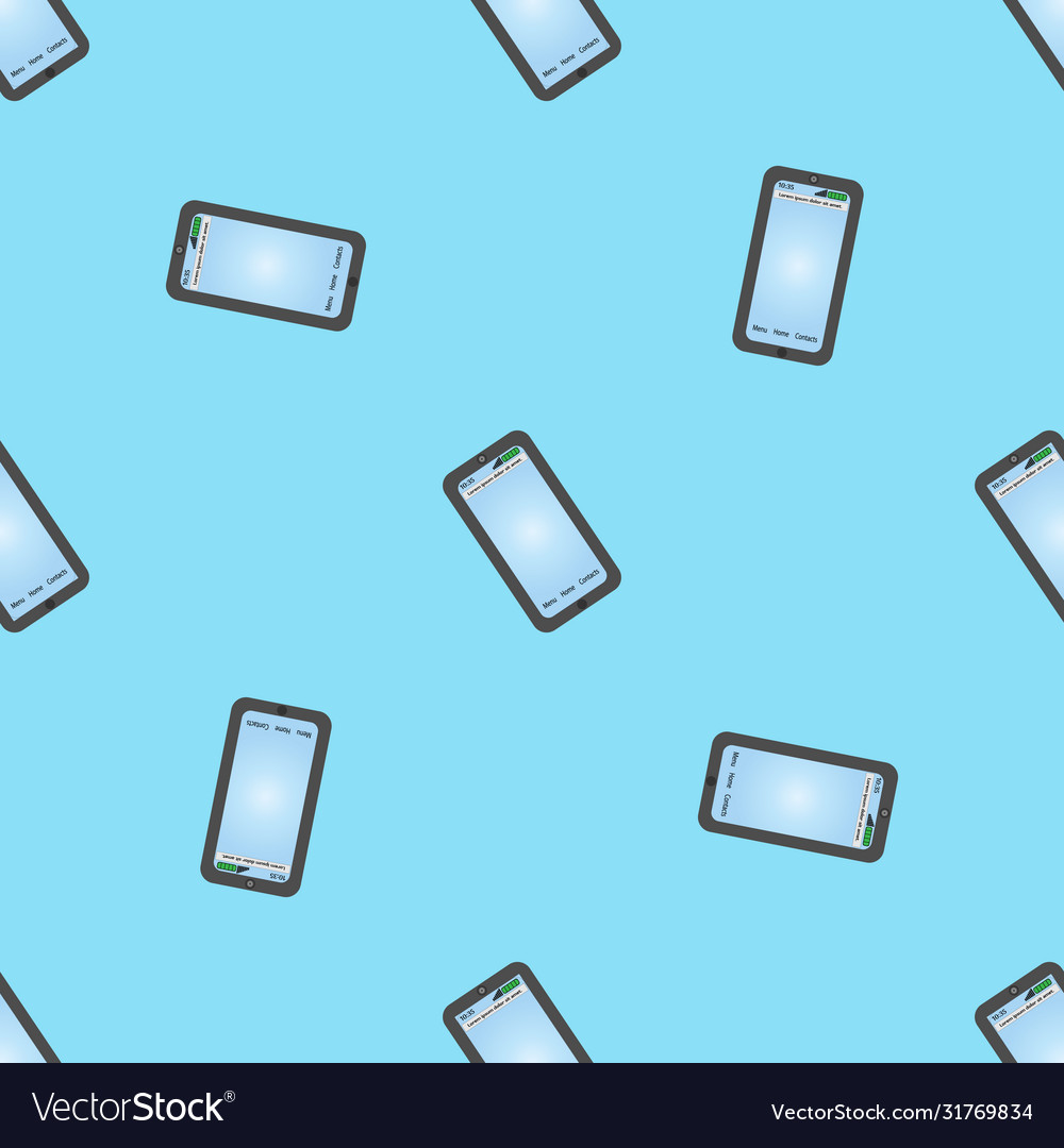 Seamless pattern mobile phones on a blue