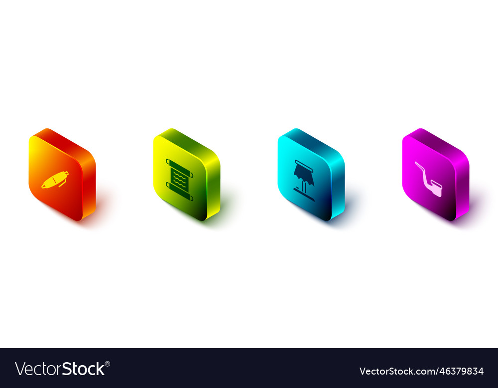 Set isometric pen papyrus scroll table lamp Vector Image Set isometric pen papyrus scroll table lamp