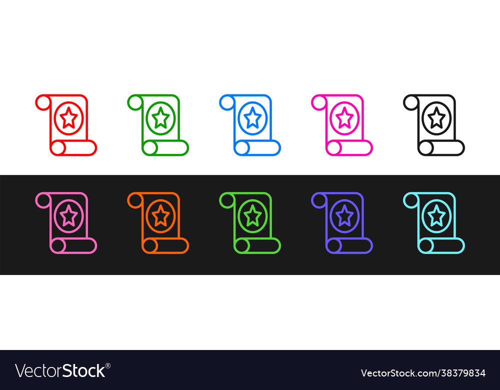 Set line magic scroll icon isolated on black vector image Set line magic scroll icon isolated on black