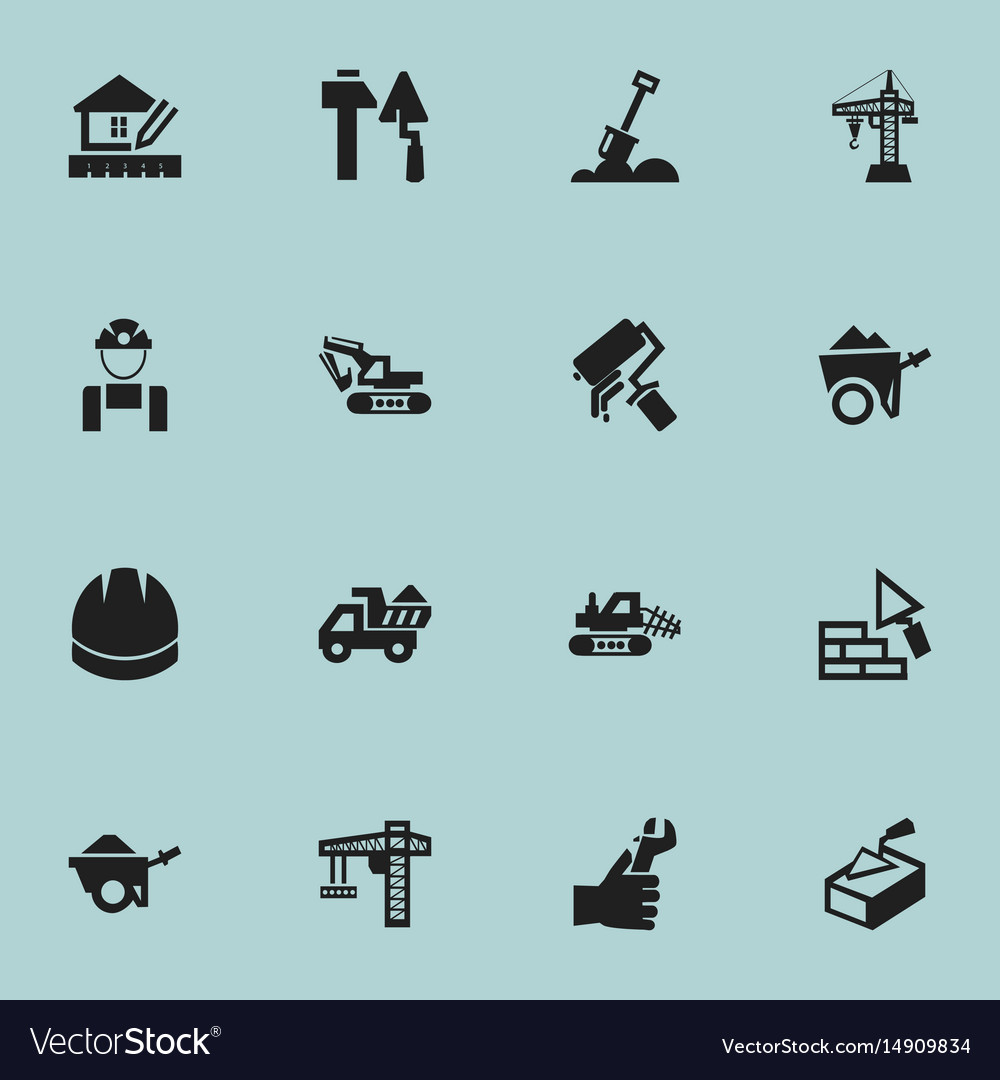 Set of 16 editable building icons includes