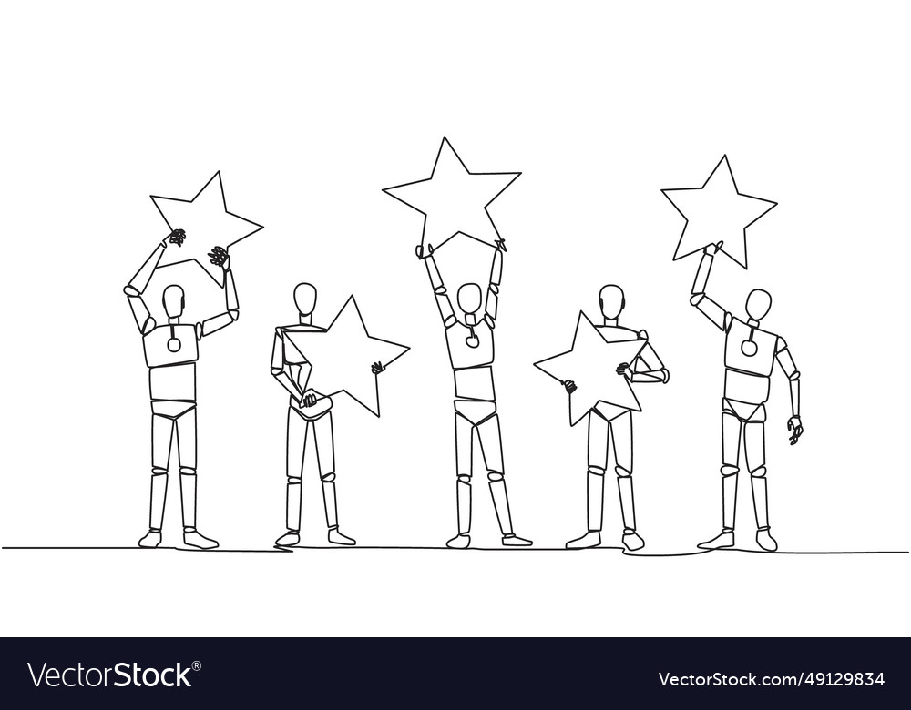 Single continuous line drawing group of five