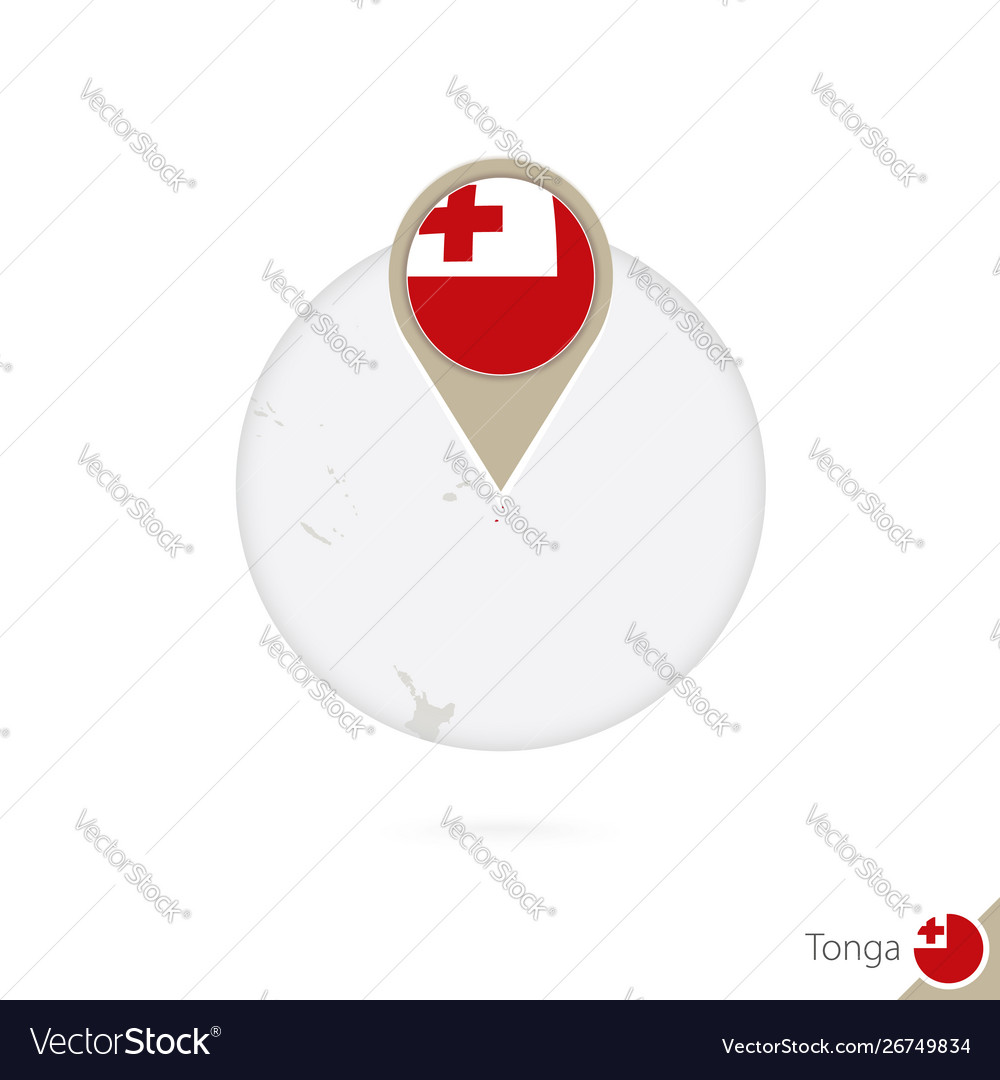 Tonga map and flag in circle
