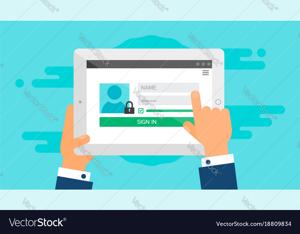 Web template of tablet login form