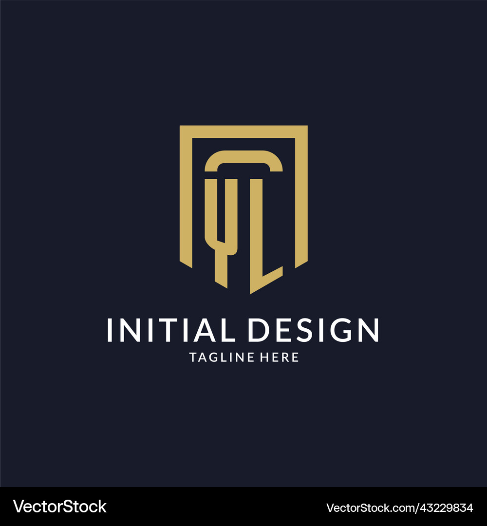 Yl logo initial with geometric shield shape Vector Image