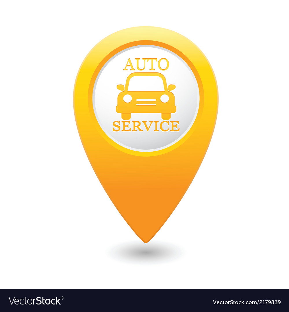 Auto service icon on yellow pointer