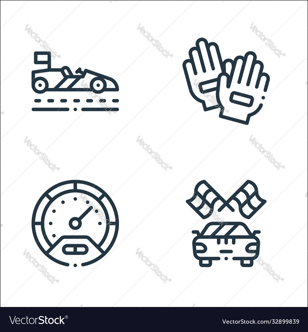 Autoracing line icons linear set quality
