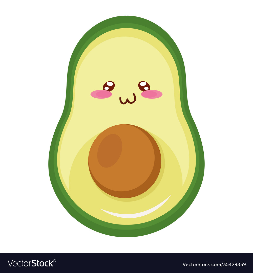 Avocado kiut food kawaii character Royalty Free Vector Image