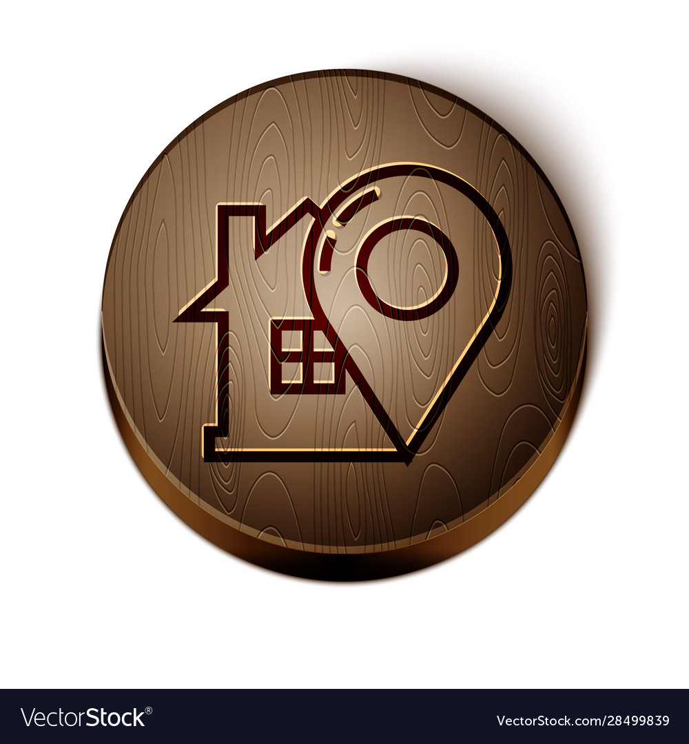 Brown line map pointer with house icon isolated vector image Brown line map pointer with house icon isolated