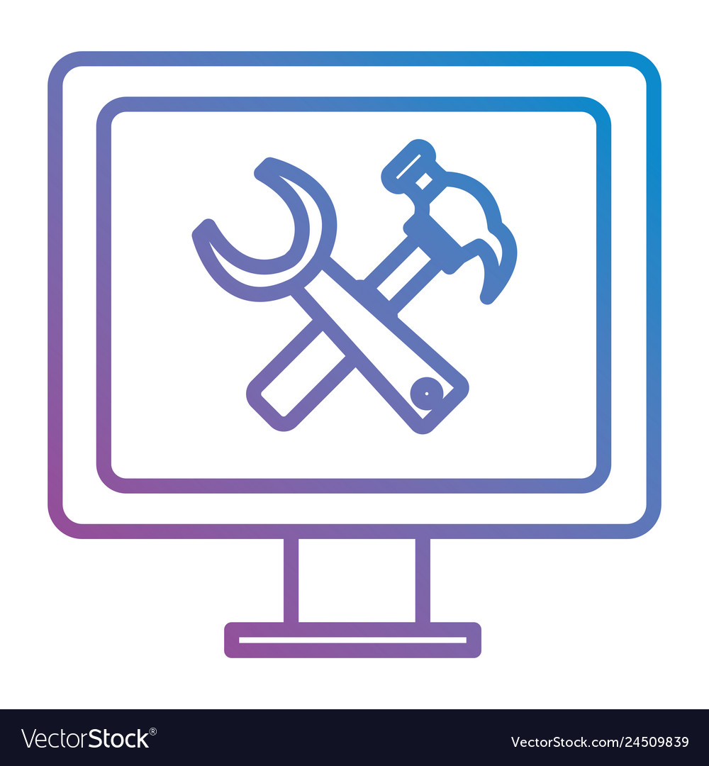 Computer display with tools vector image Computer display with tools