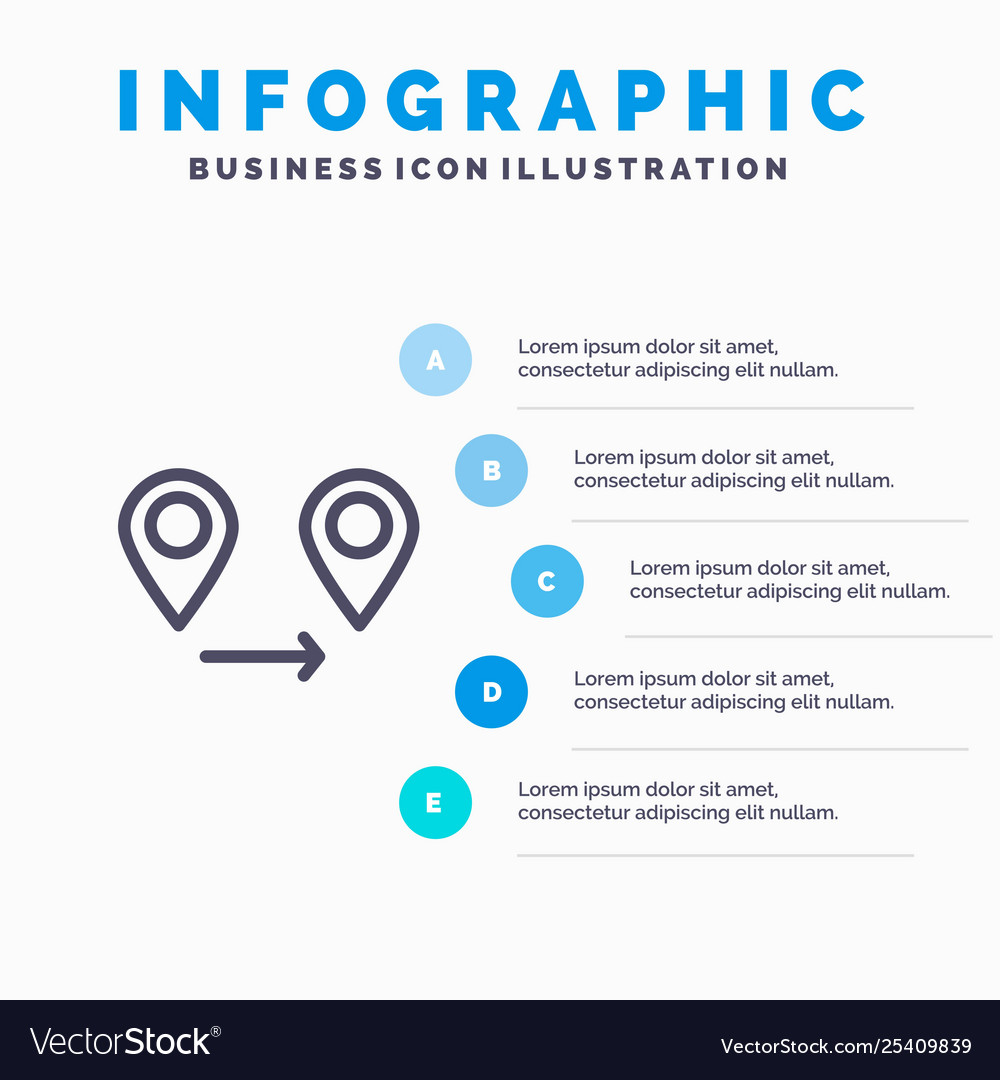 Gps location map line icon with 5 steps Vector Image Gps location map line icon with 5 steps