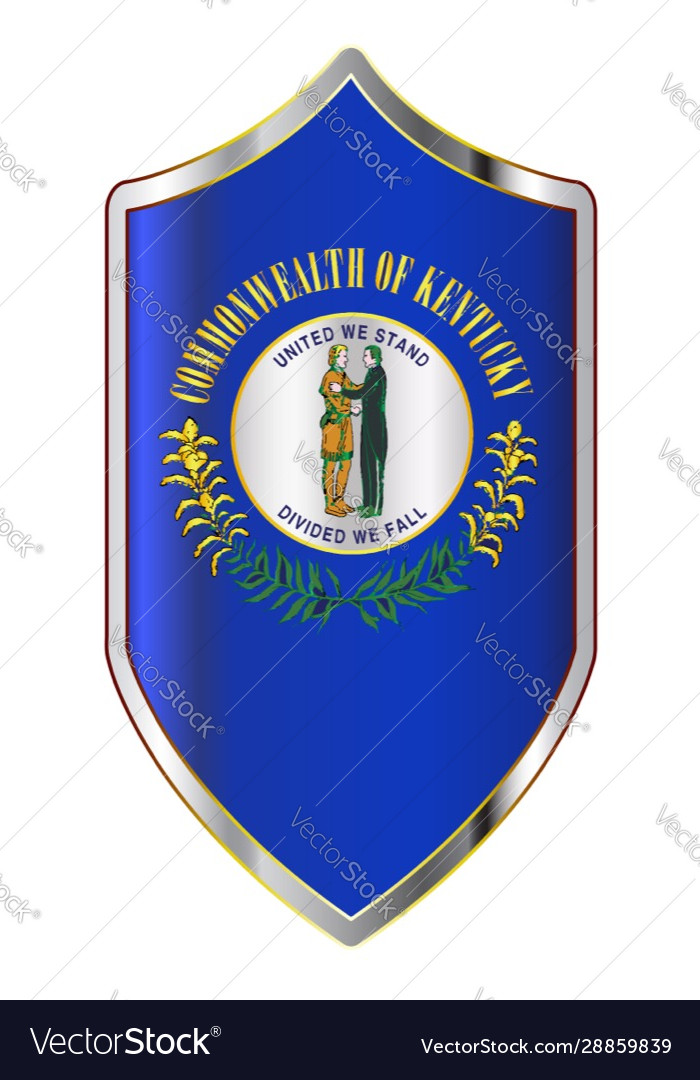 Kentucky state flag on a crusader style shield