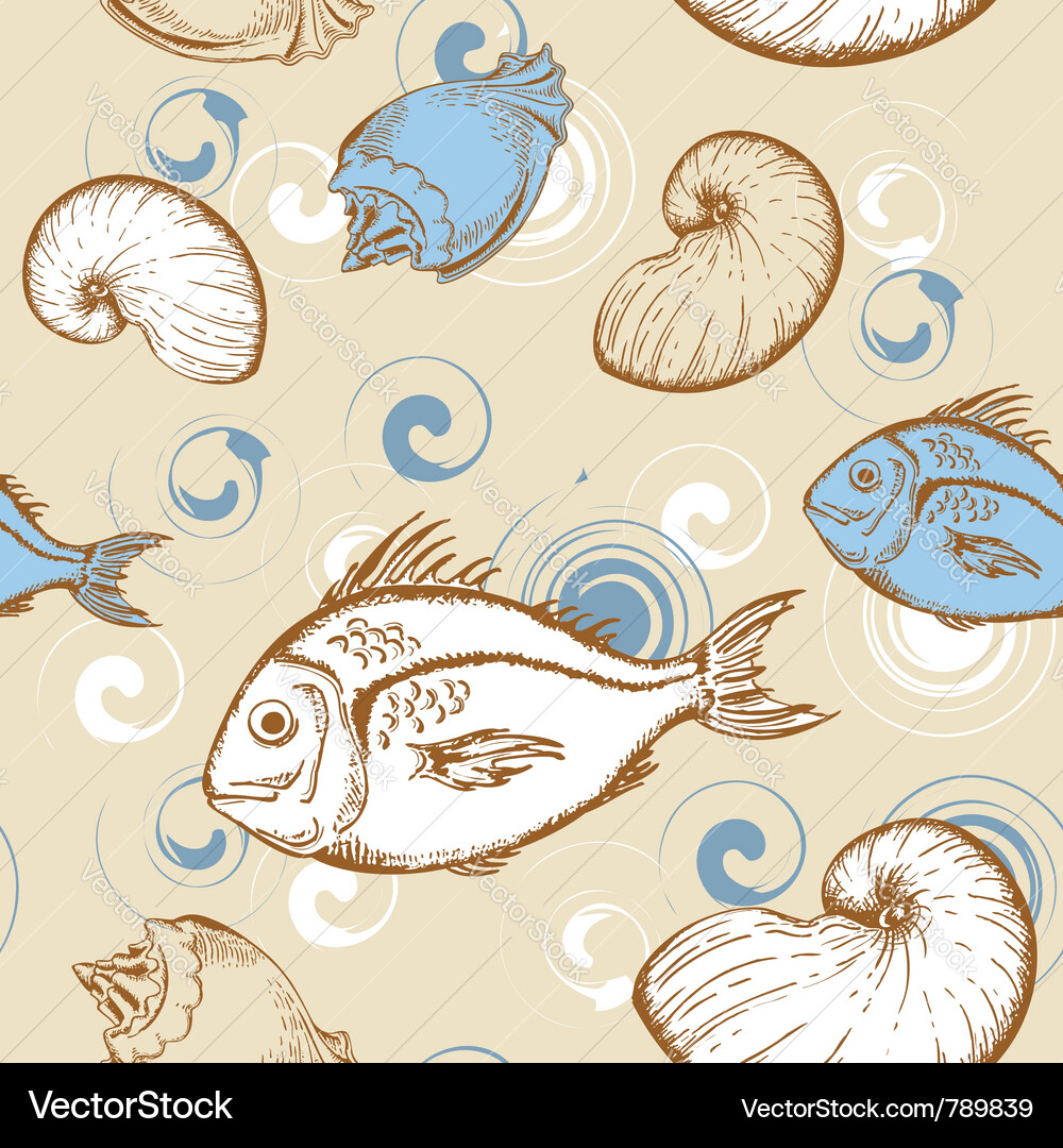 Marine seamless pattern Royalty Free Vector Image