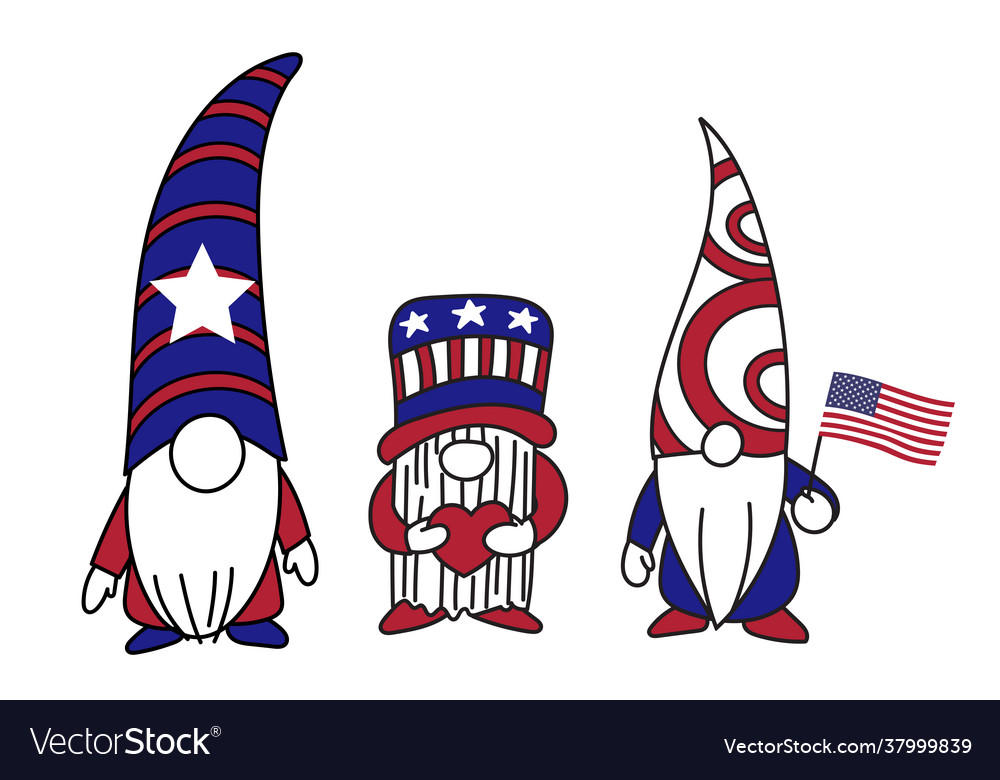 Patriotic gnomes 4th july gnomes Royalty Free Vector Image