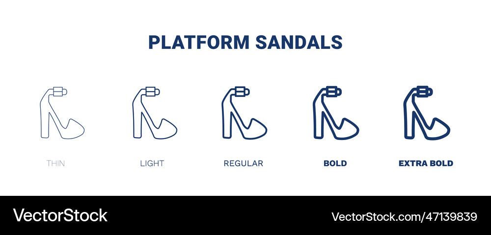 Platform sandals icon thin light regular bold Vector Image