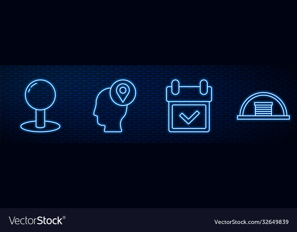 Set line calendar with check mark push pin vector image Set line calendar with check mark push pin