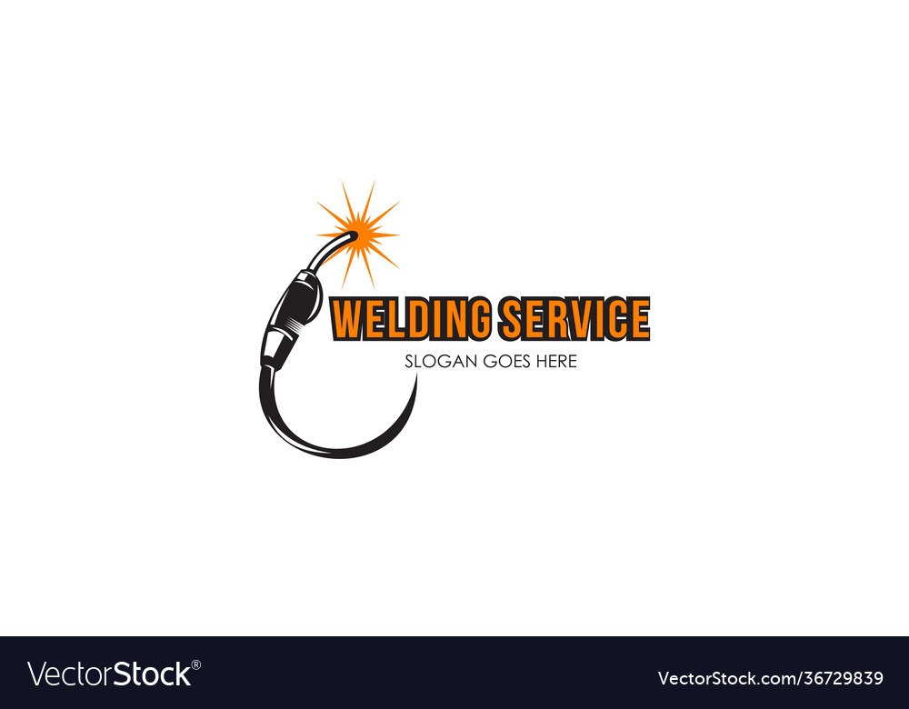 Welding torch with spark logo design welder tool Vector Image