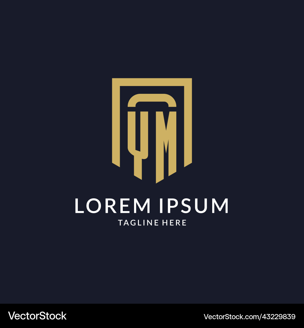 Ym logo initial with geometric shield shape Vector Image