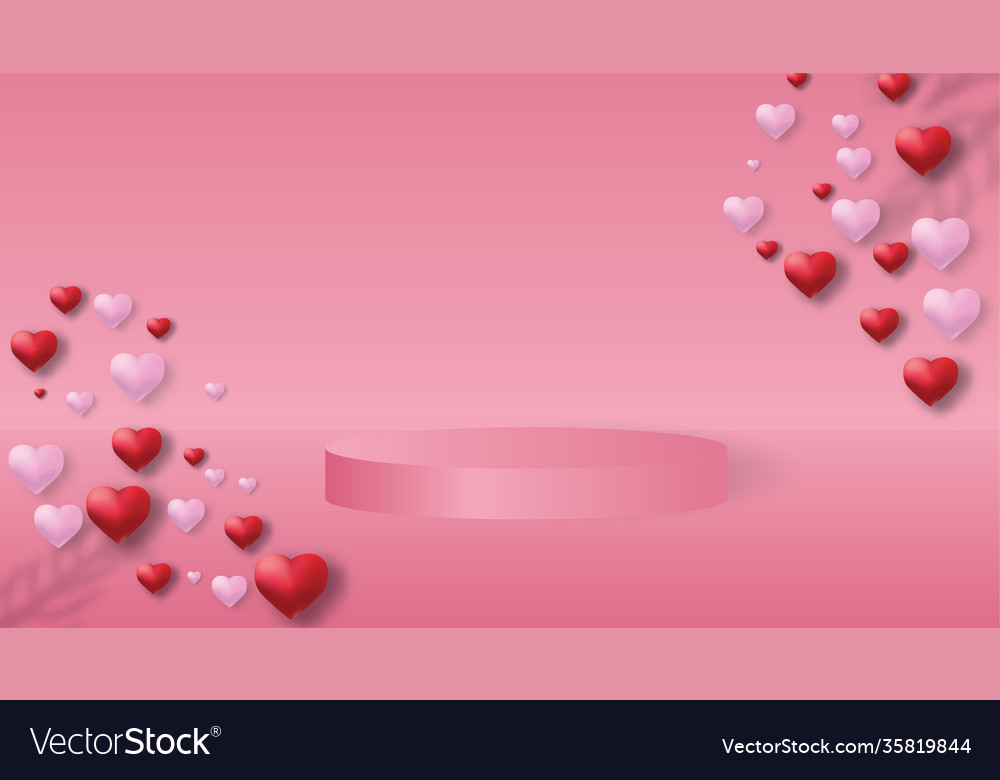 3d rosa Hintergrund mit Podium und Blick