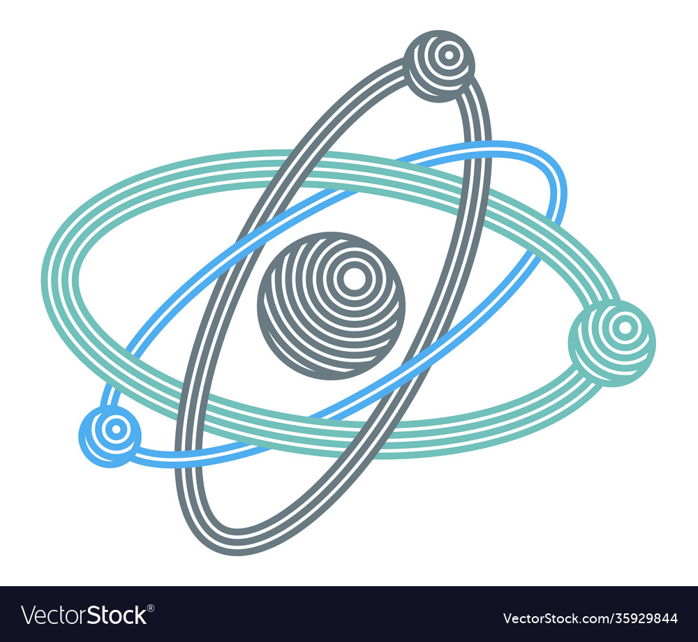 Atom symbol in modern linear style isolated vector image Atom symbol in modern linear style isolated