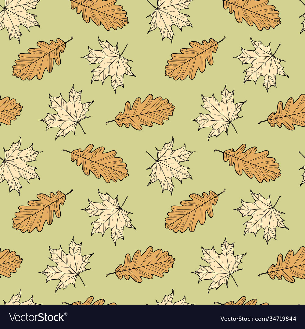 Autumn leaves acorn and maple pattern