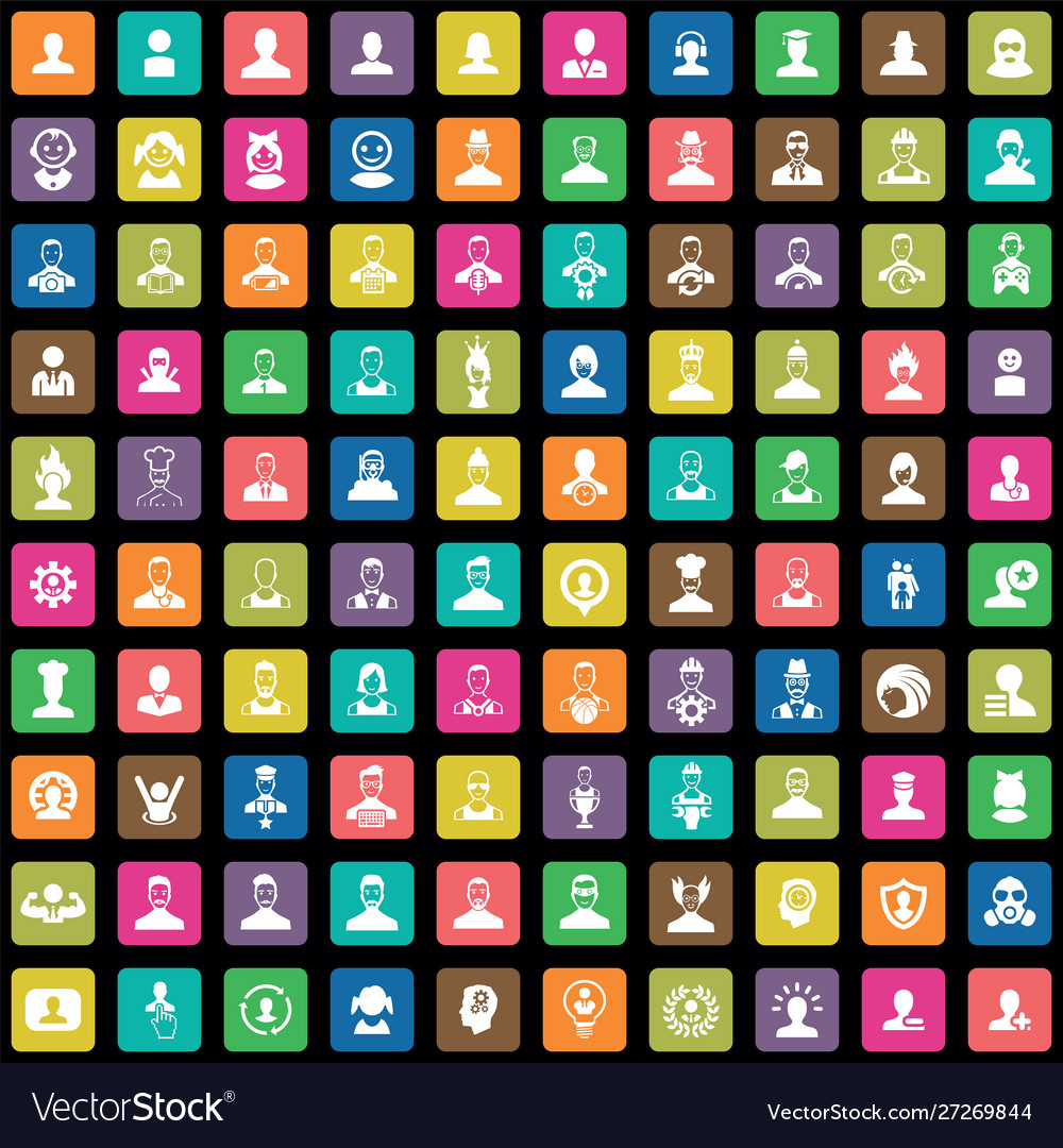 Avatar 100 icons universal set for web and ui